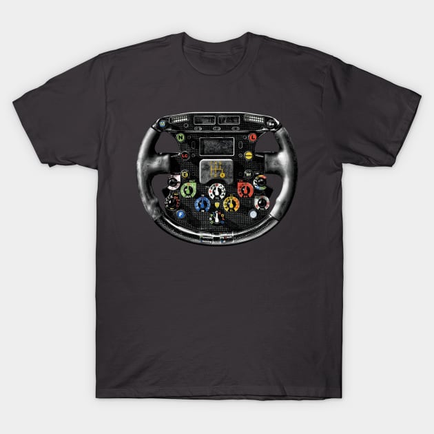 Retro F1 Steering Wheel T-Shirt by FASTER